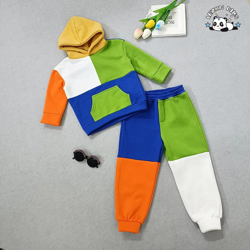 LEZONKIDS - HAPA Customize Children Tracksuit Colorful Hoodie Jogger Kids Clothing Set for Boys Girls